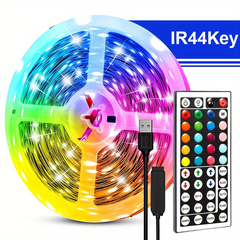 Tiras de luces LED, luces LED para dormitorio, control remoto de 44 teclas, tiras de luces LED recortables y regulables, luces RGB que cambian de color para habitación, juegos, Navidad, decoración de fiestas