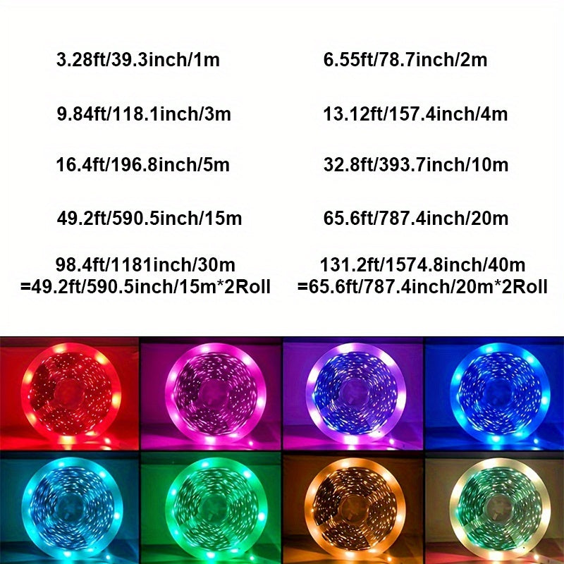 Tiras de luces LED, luces LED para dormitorio, control remoto de 44 teclas, tiras de luces LED recortables y regulables, luces RGB que cambian de color para habitación, juegos, Navidad, decoración de fiestas