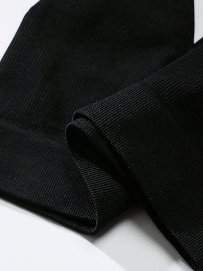 Sujetador sin costuras sexy para mujer, sin relleno, negro, correas delgadas, chaleco deportivo/fitness/yoga, soporte de espalda
