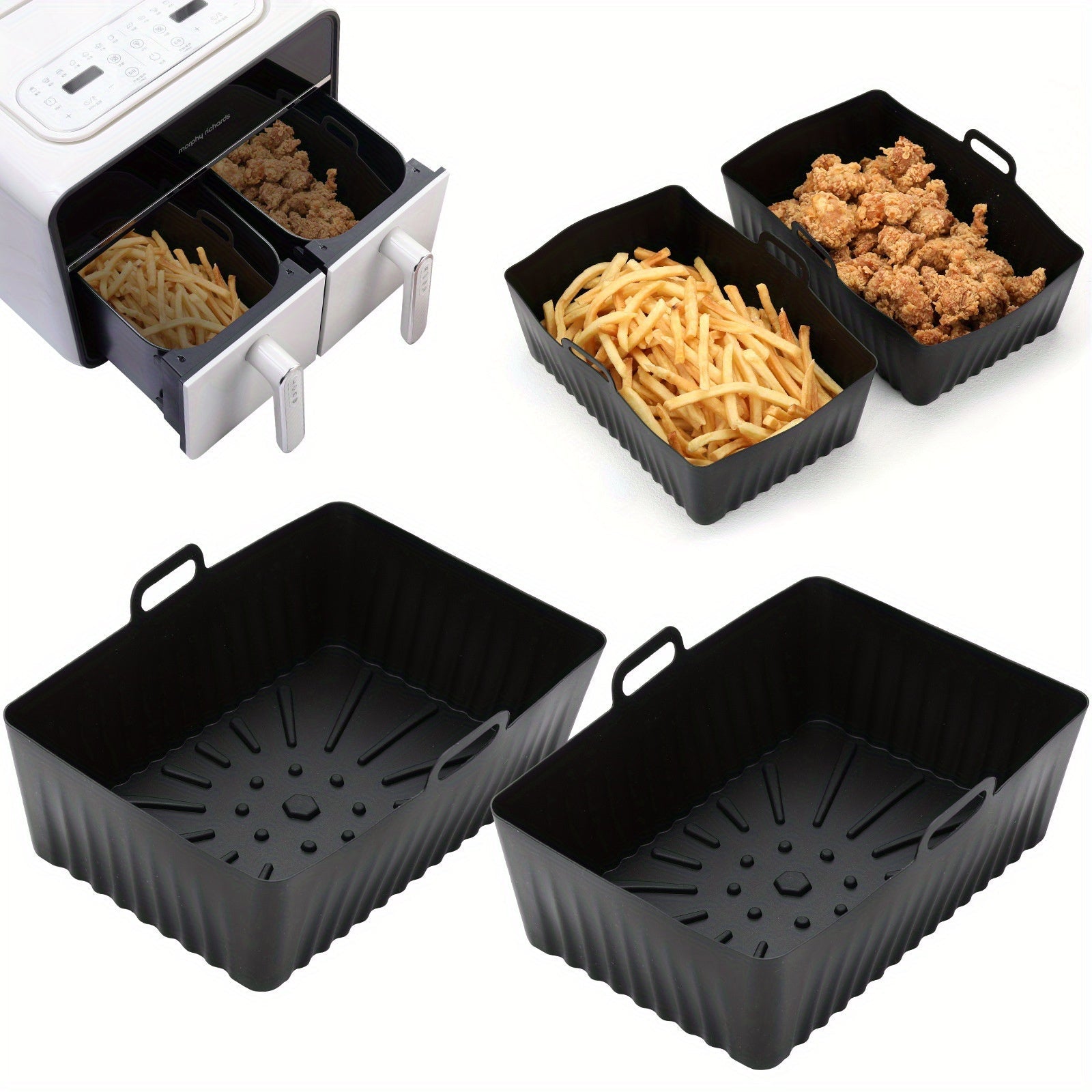 Revestimientos de Silicona para Freidora de Aire (21.49cm), Cuencos para Cestas, Bandejas de Horneado Reutilizables, Accesorios para Horno