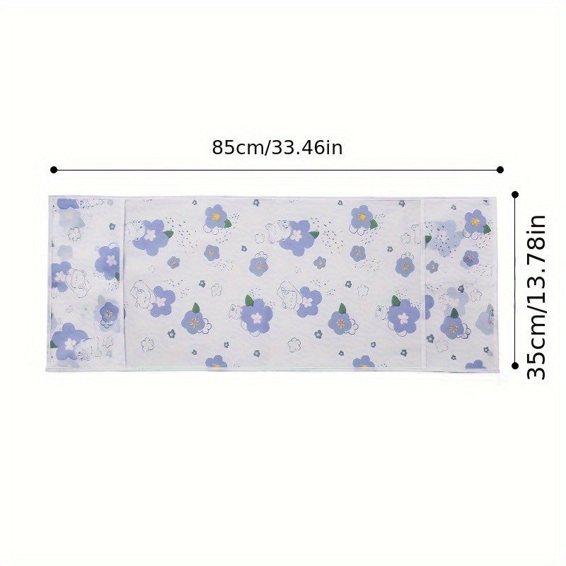 1pc Cubierta de Polvo para Horno de Microondas con Adorable Gato de Dibujos Animados y Flores - No Eléctrica, Plástico Duradero, Protector de Decoración de Cocina con Bolsillo Lateral para Acceso Fácil, Accesorios para Microondas
