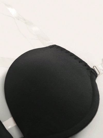 1 sujetador con aros, tirantes transparentes y espalda cruzada