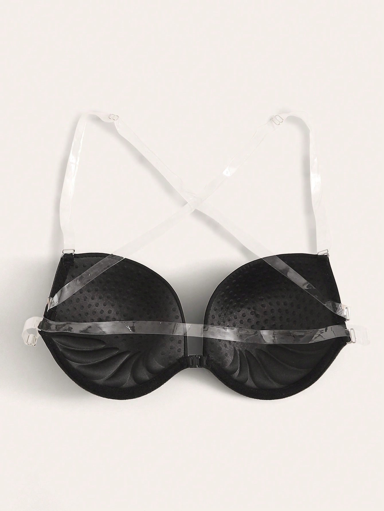 1 sujetador con aros, tirantes transparentes y espalda cruzada