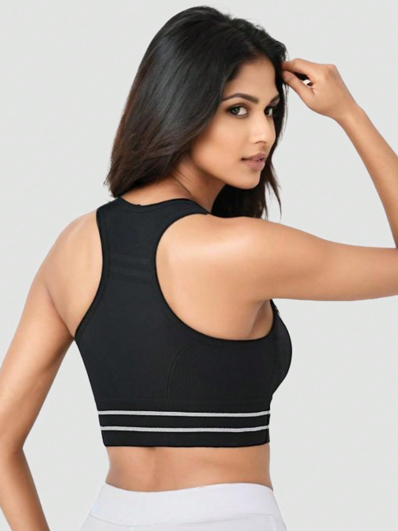 Sujetador deportivo negro de mujer, sin alambre, ropa interior atletica transpirable y comoda, delgada