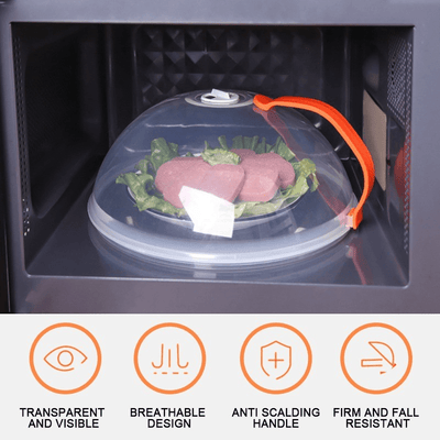 Tapadera para Microondas con Mango Fácil de Agarrar - Tapa Transparente, Resistente al Calor y Hermética para Ventilación de Vapor, Cocina Sin Desorden - Compatible con Microondas y Hornos, Ideal para Comidas, Verduras, Carne, Empanadillas, Cubierta para
