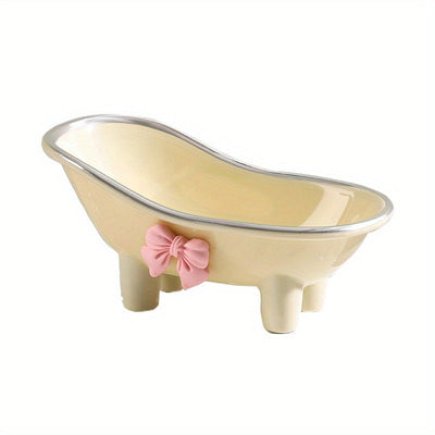 Jabonera Creativa y Linda para Bañera con Lazo Rosa - Bandeja de Jabón Ovalada, Accesorios Decorativos para el Cuarto de Baño, Lavabo o Ducha, Diseño Divertido, Artículos para la Bañera