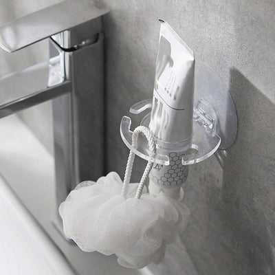 Juego de portacepillos y pasta dental para pared, plástico, sin necesidad de taladrar, sin electricidad, organizador para baño