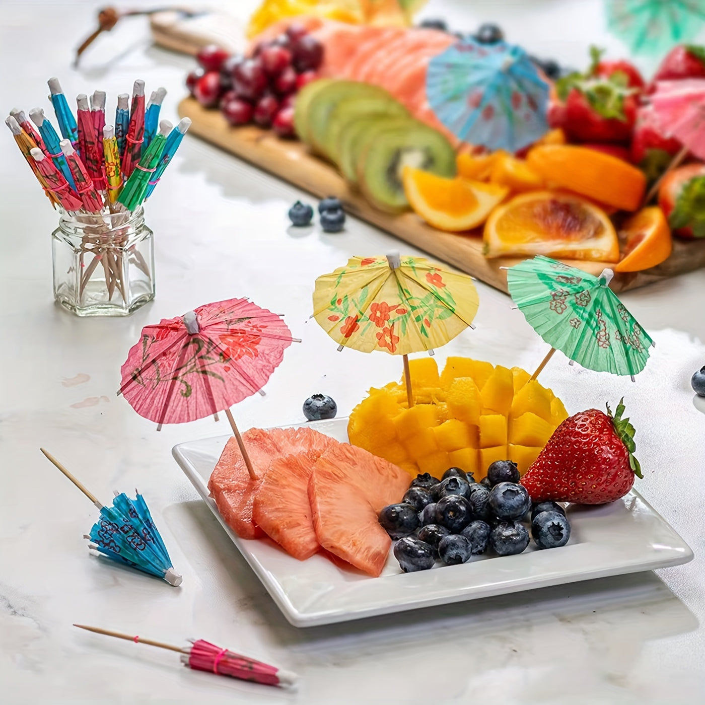 50/100 Piezas, Palillos De Selección, Para Bebidas De Cóctel Con Colores Tropicales Surtidos, Ideales Para Fiestas De Verano Y Decoración De Temática Hawaiana