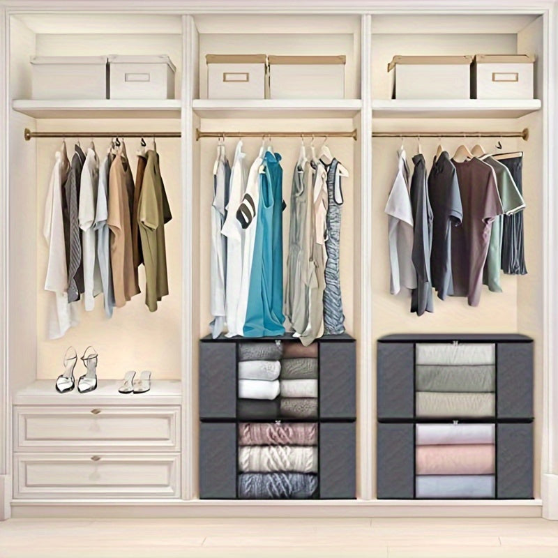 3/6pcs Bolsas de Almacenamiento de Tela Plegables de Gran Capacidad - Organizador Colapsable para Ropa, Mantas y Toallas - Perfecto para Dormitorio, Armario, Residencia Universitaria, Spa y Organización de Guardarropa, Solución de Almacenamiento para Dor
