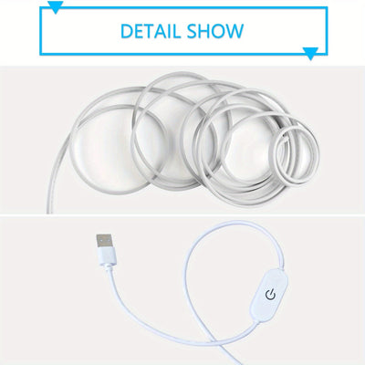 1 pieza de tira de luz neón blanca de 1-5m (3.28-16.4 pies) con voltaje seguro de 5V, conexión USB táctil, se puede cortar y doblar, adecuada para decoración interior, paisajes exteriores, ambiente festivo, escenas de bricolaje