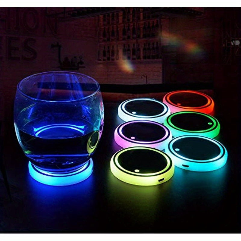 Luces LED para soporte de taza de coche con 7 variaciones de color, almohadillas de carga USB, cojines impermeables, luces LED para ambiente interior, luces decorativas, cojines para coche, alfombras para vaso de vino de bar