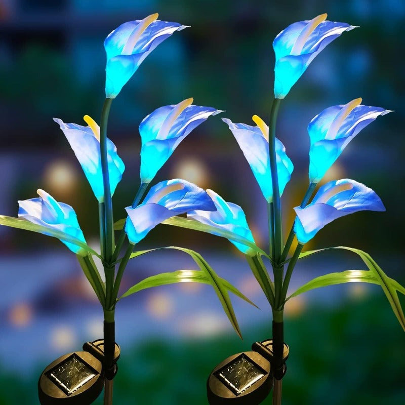 Cabeza de caballo solar de 5 cabezas para luces de césped al aire libre con LED de loto, luces de paisaje de parque y patio