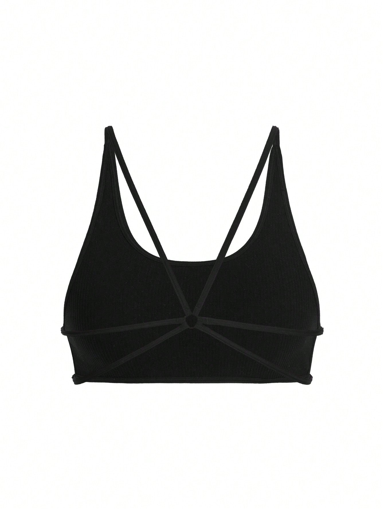 Leisure Sujetador sin acolchado con cuello en U, sin costuras, con ribete acanalado y atado en la espalda, ropa interior comoda para mujer
