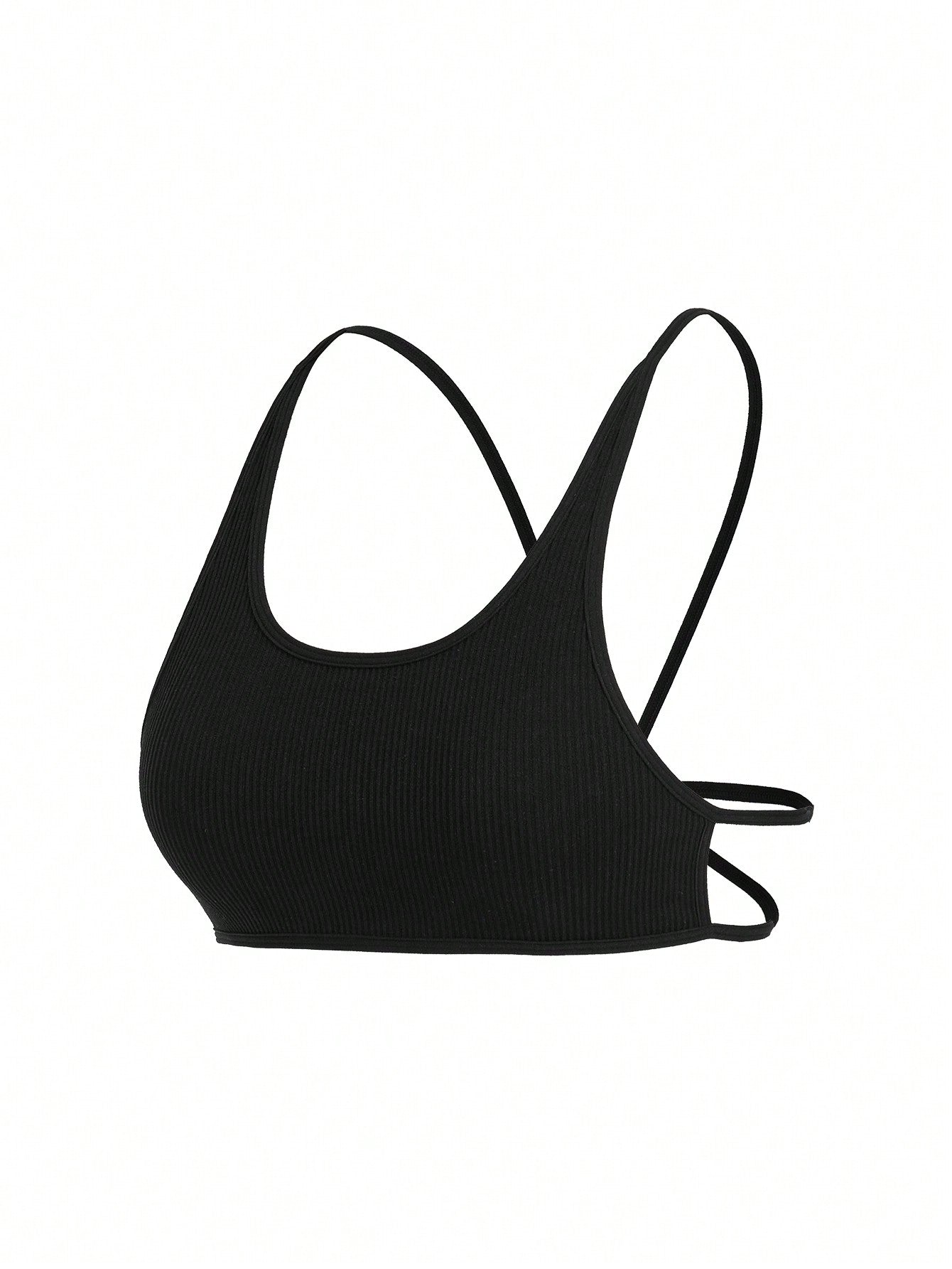 Leisure Sujetador sin acolchado con cuello en U, sin costuras, con ribete acanalado y atado en la espalda, ropa interior comoda para mujer