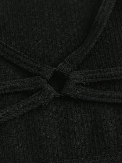Leisure Sujetador sin acolchado con cuello en U, sin costuras, con ribete acanalado y atado en la espalda, ropa interior comoda para mujer