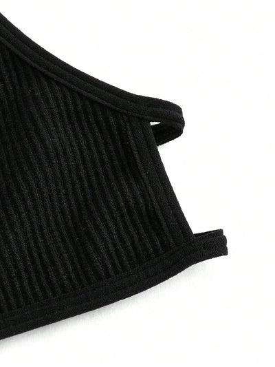 Leisure Sujetador sin acolchado con cuello en U, sin costuras, con ribete acanalado y atado en la espalda, ropa interior comoda para mujer