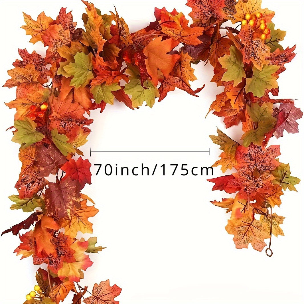 Juego de 3 piezas de Enredadera Artificial de Arce con Dos Ganchos Transparentes, Corona de Hojas Otoñales en 3D para Decoración Exterior de Acción de Gracias y Navidad, Sin Necesidad de Energía, Adorno Festivo para Jardín y Césped