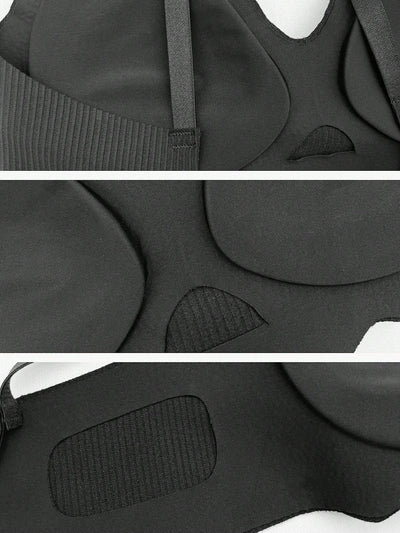 NEW Mujeres Rayas Ropa interior sin costuras Sujetador bralette profundo en forma de V con diseno de Copa 3/4, lenceria femenina delgada acolchada y movil, sosten sin cables comodo e intimo en una sola pieza de color negro