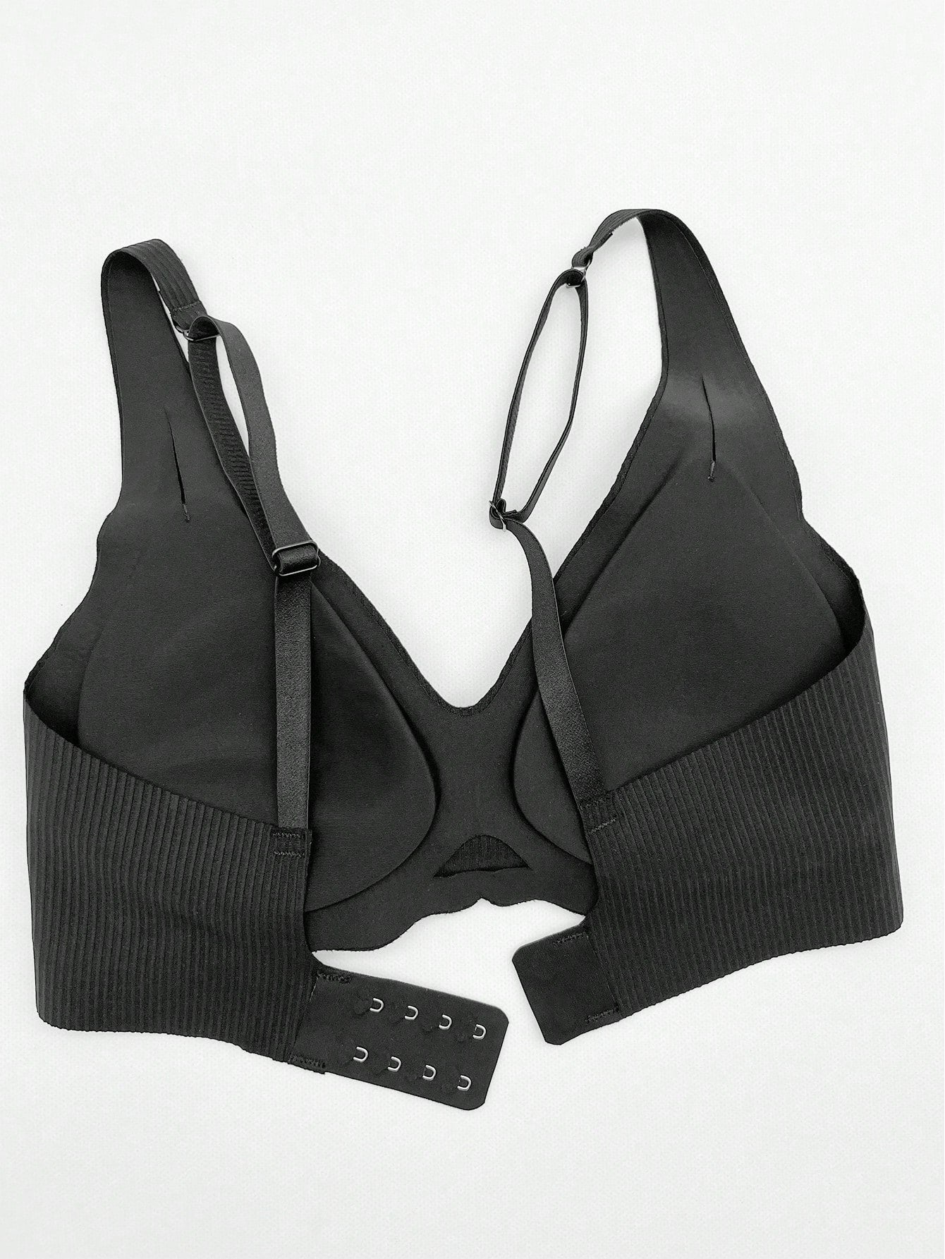 NEW Mujeres Rayas Ropa interior sin costuras Sujetador bralette profundo en forma de V con diseno de Copa 3/4, lenceria femenina delgada acolchada y movil, sosten sin cables comodo e intimo en una sola pieza de color negro