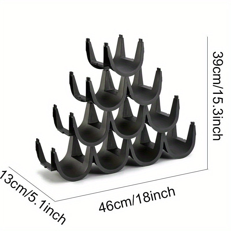 Estante Apilable para Vino y Bebidas - Organizador de Plástico Negro para Vino, Cerveza, Champán, Botellas de Refresco - Perfecto para Cocina, Despensa, Decoración de Bar, Botellas de Agua Potable, Estante de Exhibición