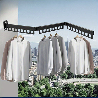 Perchero de Pared Ahorrador de Espacio - Colgador de Ropa de Aluminio Plegable y Extensible