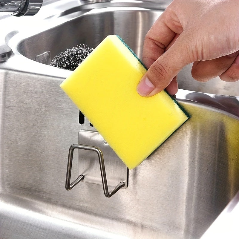 Juego de Organizadores de Cocina y Baño de Acero Inoxidable - 2/4/6 piezas, Incluye Rejilla de Desagüe para Fregadero y Soporte para Esponja con Ganchos para Suministros de Limpieza, Acabado Pulido, Diseño Montado en la Pared, Ideal para Navidad