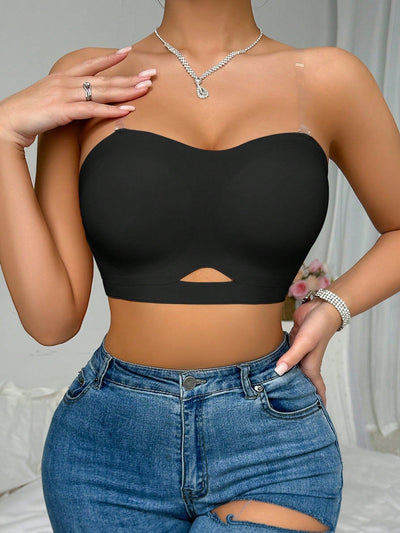Sujetador Bandeau inalambrico sin costuras antideslizante sin tirantes Push-Up sin costuras para mujeres, pieza unica