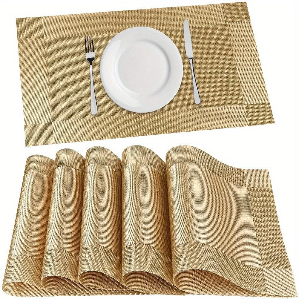 6 manteles individuales de PVC, color sólido, resistentes al calor, para decoración del hogar, forma cuadrada