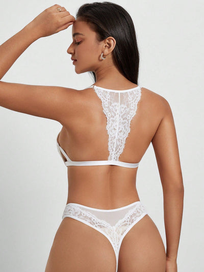 DesireSculpt Conjunto de lenceria con encaje en contraste