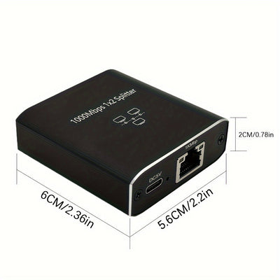 Adaptador divisor Gigabit Ethernet - Divisor de cable de red RJ45 de 1 a 2 puertos con alimentación USB - Uso compartido de conexión a Internet de doble dispositivo para Cat5/5e/6/7/8 - Divisor LAN Y RJ45 de alta velocidad de 1000 Mbps