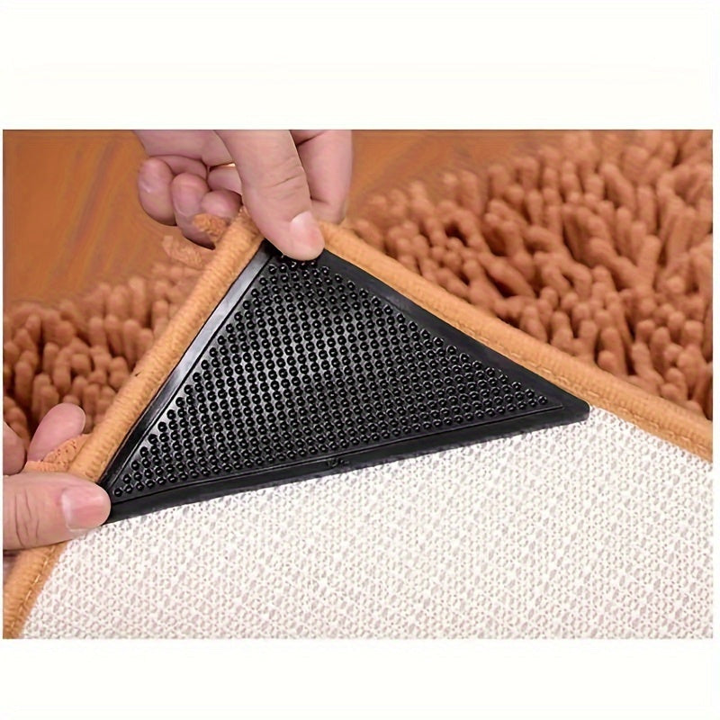 4/8pcs Almohadillas Antideslizantes Premium para Madera y Azulejos - Reutilizables y Lavables, Agarraderas Adhesivas de Doble Cara, Perfectas para Escritorios de Oficina, Camas y Más - Mantiene las Alfombras Planas y Seguras