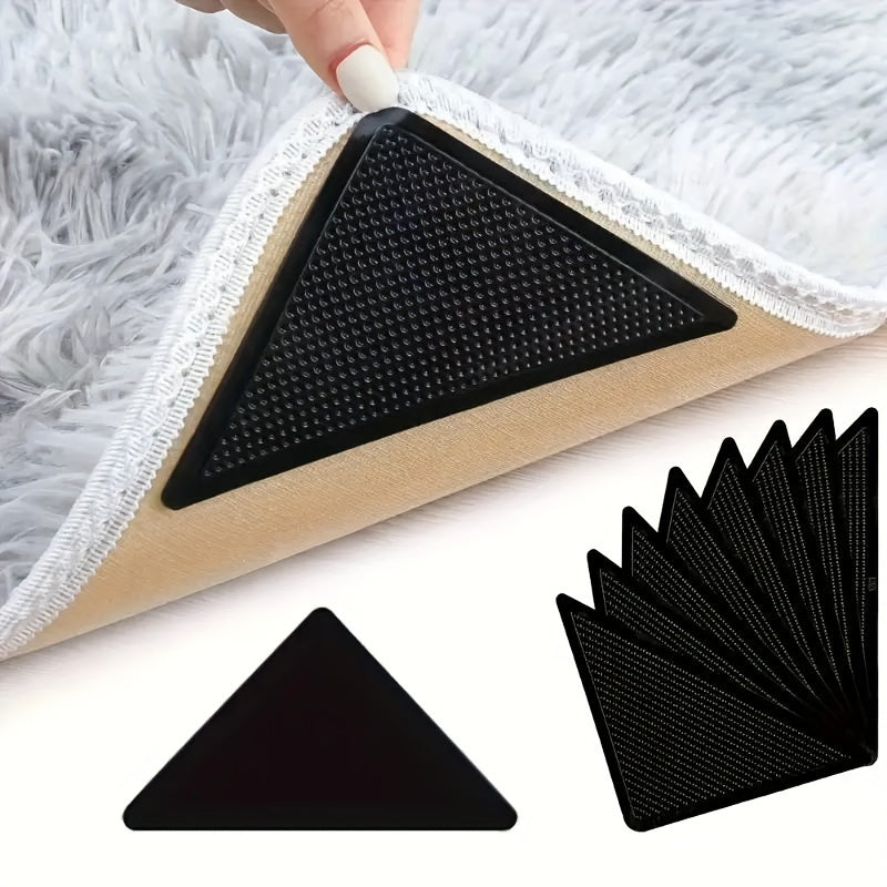 4/8pcs Almohadillas Antideslizantes Premium para Madera y Azulejos - Reutilizables y Lavables, Agarraderas Adhesivas de Doble Cara, Perfectas para Escritorios de Oficina, Camas y Más - Mantiene las Alfombras Planas y Seguras