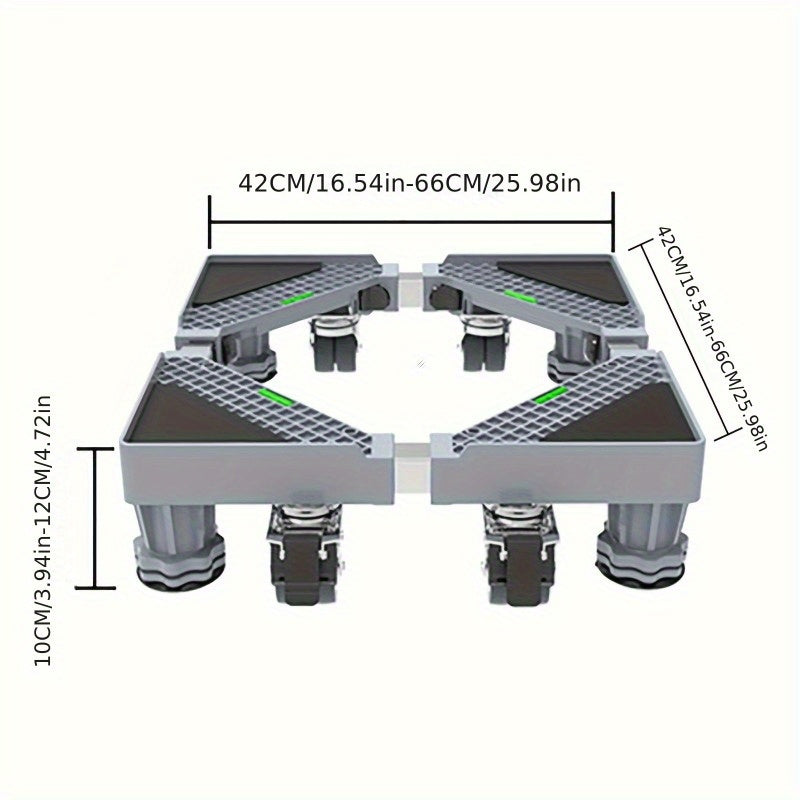 Base Ajustable y Extraíble para Electrodomésticos - Acero Inoxidable, Apto para Lavadoras, Refrigeradores y Secadoras, Rodillo Fácil de Nivelar en Cualquier Superficie, Electrodomésticos Inconvenientes, Rodillo Universal