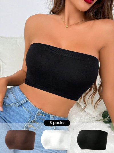 Set de 3 tubos casuales para mujeres de unicolor