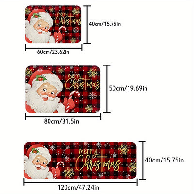 1pc Alfombra de Cocina con Diseño Navideño, Antideslizante y Suave, Lavable a Máquina, Absorbente para Cocina y Sala, Decoración del Hogar