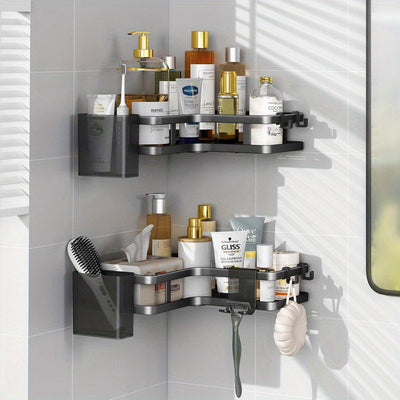 2pcs Estantes de Esquina de Acero Inoxidable para Baño y Cocina - Sin Taladro, Estantes de Almacenamiento Montados en la Pared