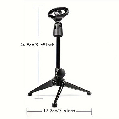 1 pieza de soporte de micrófono ajustable con conector XLR - Soporte de escritorio plegable y portátil, material ABS resistente para oficina, estudio de grabación, podcasting y transmisión en vivo, micrófono para grabación, equipo de estudio, diseño eleg