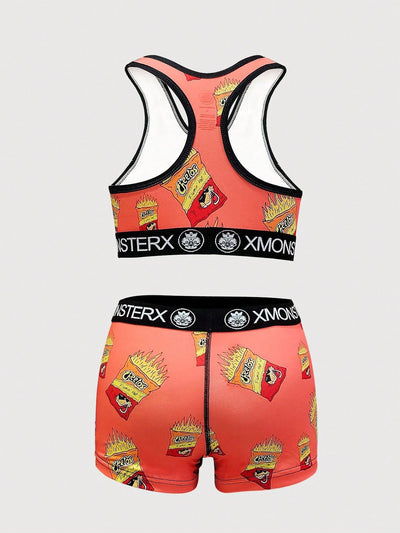 Conjunto de sujetador deportivo y ropa interior para mujeres, impresos, transpirables, sujetador de espalda de belleza y bragas, nuevo estilo