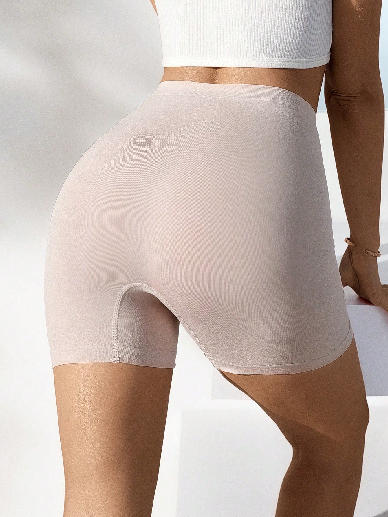 Shorts de seguridad de cintura alta de color solido para mujer