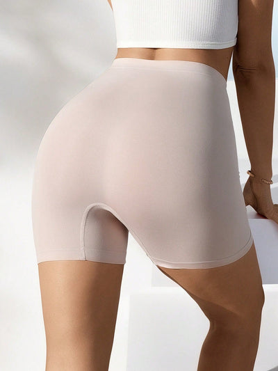 Shorts de seguridad de cintura alta de color solido para mujer
