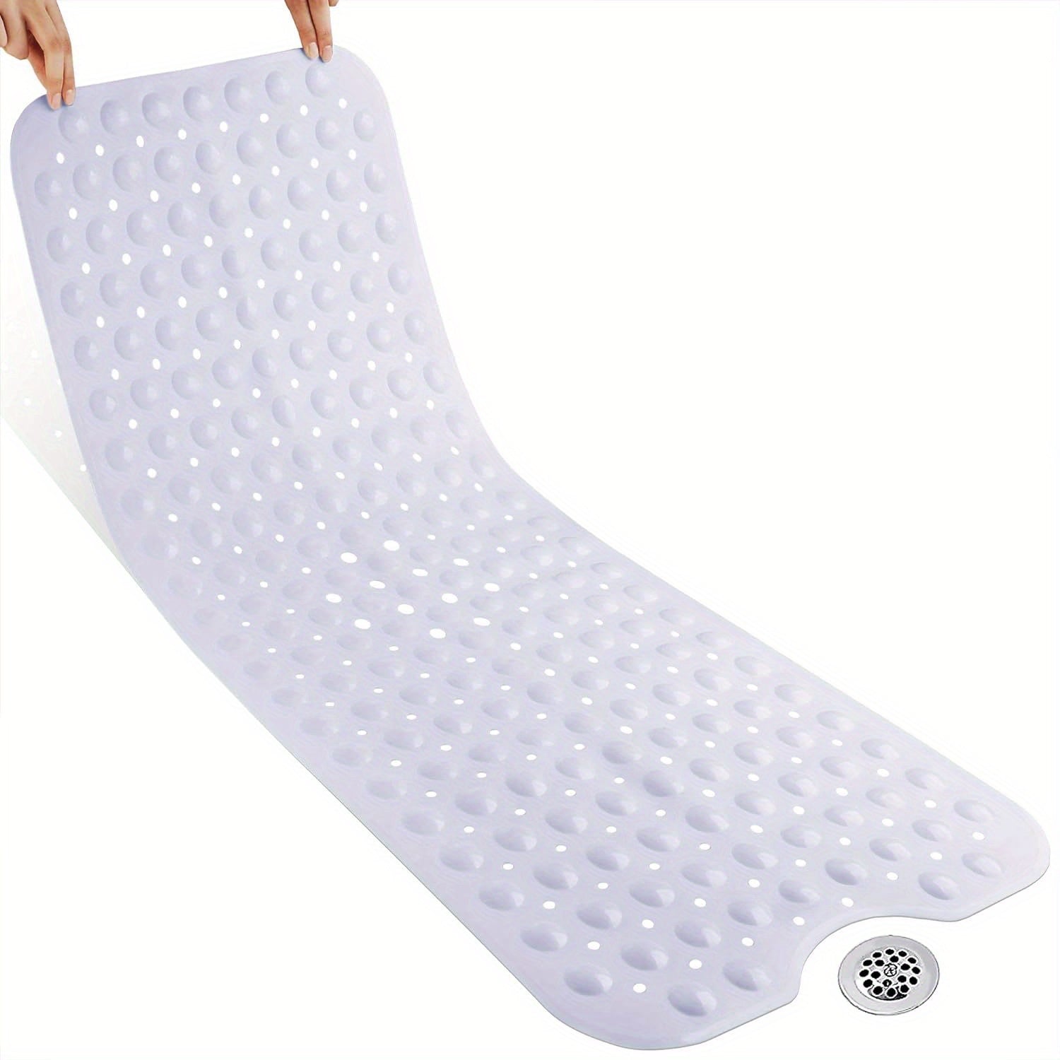 Alfombra de Bañera Extra Larga Antideslizante con Agujeros de Drenaje y Ventosas - Lavable a Máquina, Duradera, Alfombra de Ducha de PVC para Hogar, Hotel, Viaje en Coche - Disponible en Múltiples Colores