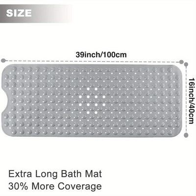 Alfombra de Bañera Extra Larga Antideslizante con Agujeros de Drenaje y Ventosas - Lavable a Máquina, Duradera, Alfombra de Ducha de PVC para Hogar, Hotel, Viaje en Coche - Disponible en Múltiples Colores