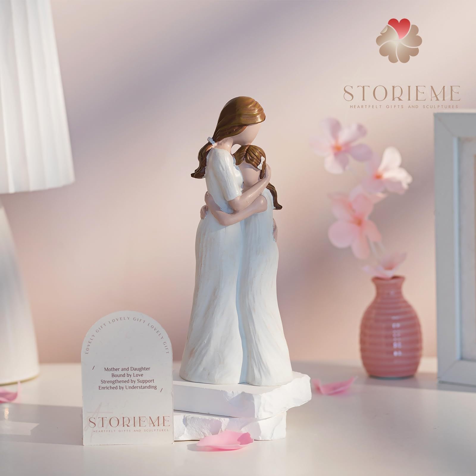 Figura de Resina de Abrazo Conmovedor Madre-Hija de Storyme - Ideal para el Día de la Madre, Decoración Versátil para Interiores/Exteriores, Perfecta para Exhibición en el Hogar y Dormitorio