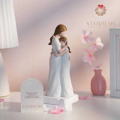 Figura de Resina de Abrazo Conmovedor Madre-Hija de Storyme - Ideal para el Día de la Madre, Decoración Versátil para Interiores/Exteriores, Perfecta para Exhibición en el Hogar y Dormitorio