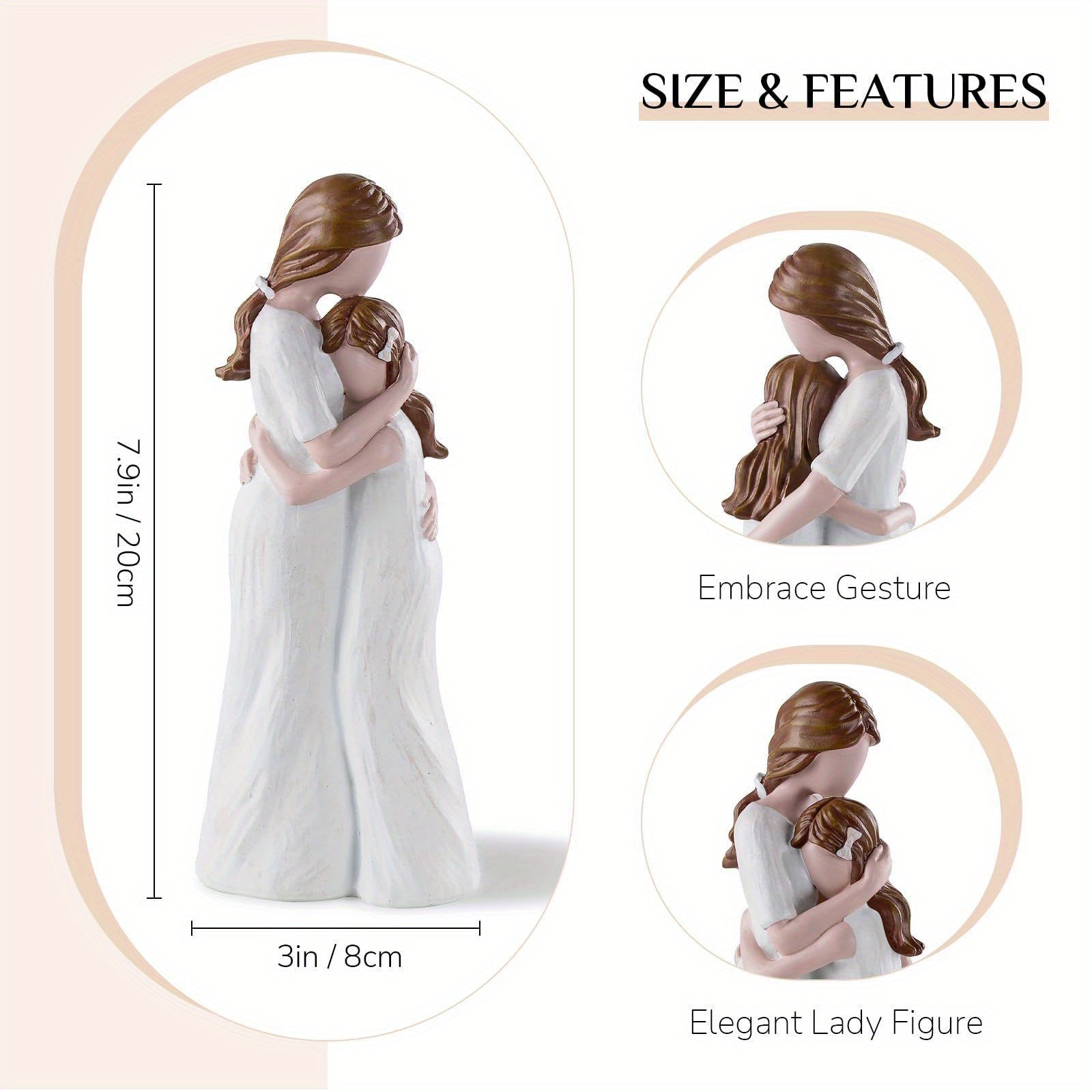 Figura de Resina de Abrazo Conmovedor Madre-Hija de Storyme - Ideal para el Día de la Madre, Decoración Versátil para Interiores/Exteriores, Perfecta para Exhibición en el Hogar y Dormitorio