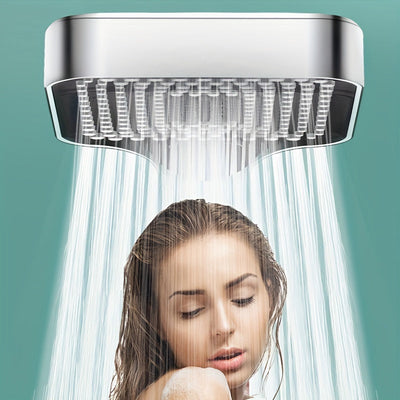 1pc Cabezal de Ducha Ajustable con Botón Cuadrado, Cabezal de Ducha Superpotente, Cabezal de Ducha con Calentador de Agua para el Hogar, Cabezal de Ducha de Mano, Cabezal de Ducha con Salida de Agua Ajustable, Herrajes de Baño, Accesorios de Baño