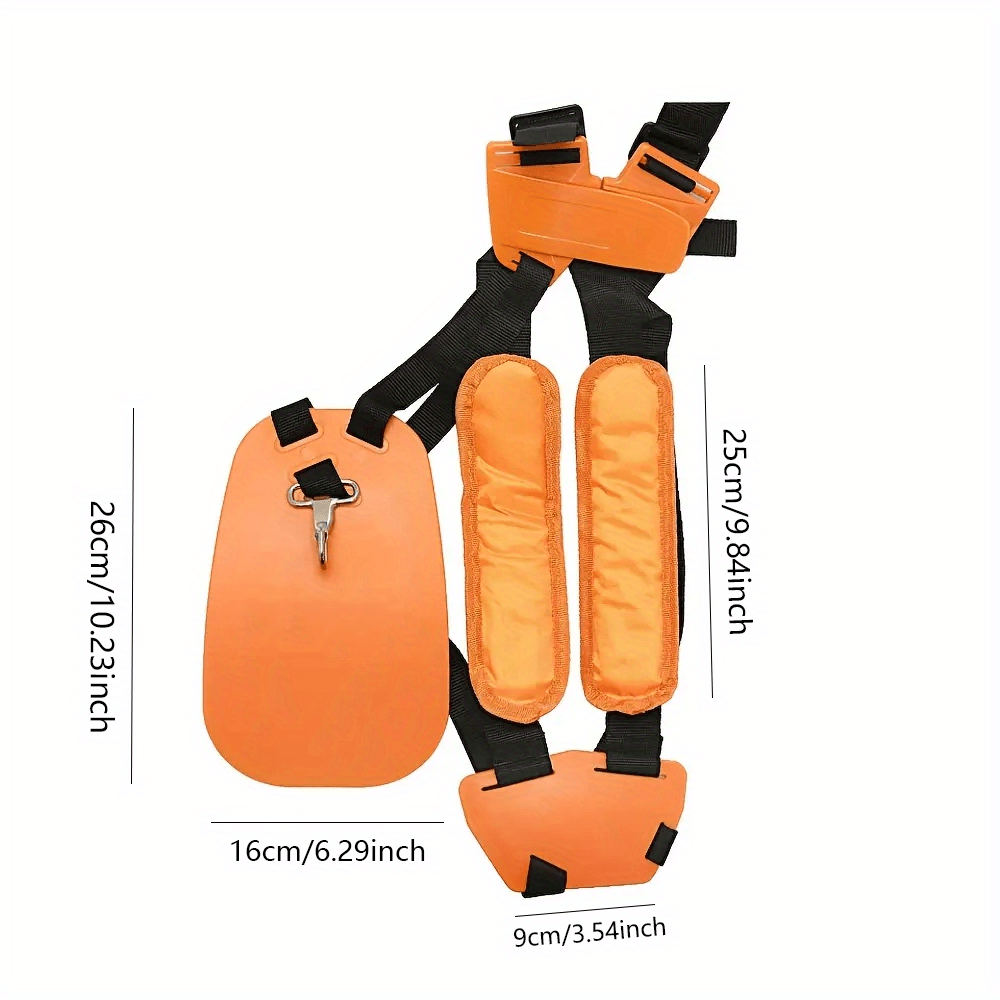 Soporte de hombro ergonómico ajustable para cortacésped y podadores - Correas duraderas naranja y negra, ajuste cómodo para el cuidado de césped al aire libre, no se necesita energía, accesorio de herramienta de jardín manual, diseño clásico, construcció
