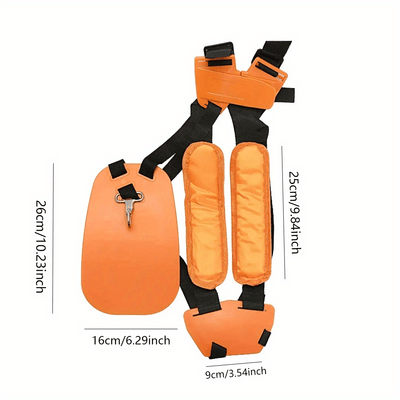 Soporte de hombro ergonómico ajustable para cortacésped y podadores - Correas duraderas naranja y negra, ajuste cómodo para el cuidado de césped al aire libre, no se necesita energía, accesorio de herramienta de jardín manual, diseño clásico, construcció