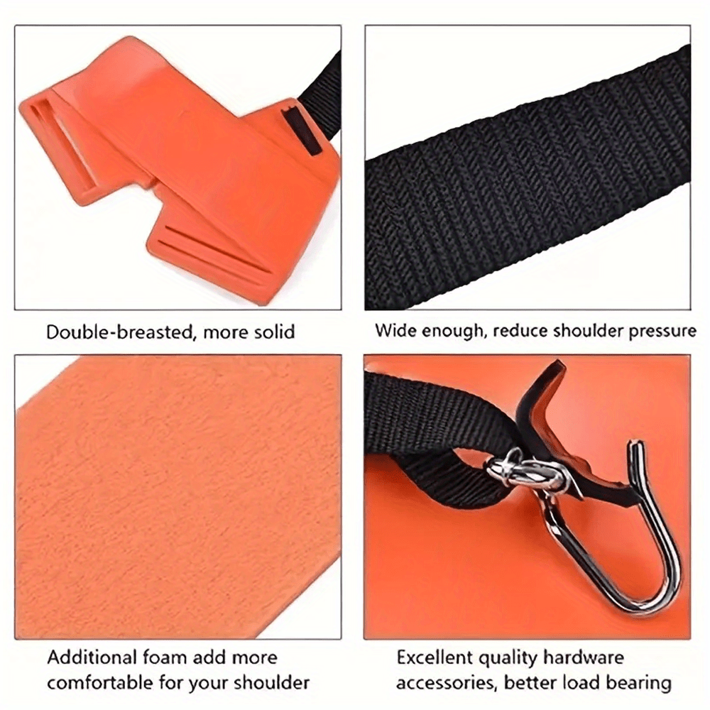 Soporte de hombro ergonómico ajustable para cortacésped y podadores - Correas duraderas naranja y negra, ajuste cómodo para el cuidado de césped al aire libre, no se necesita energía, accesorio de herramienta de jardín manual, diseño clásico, construcció