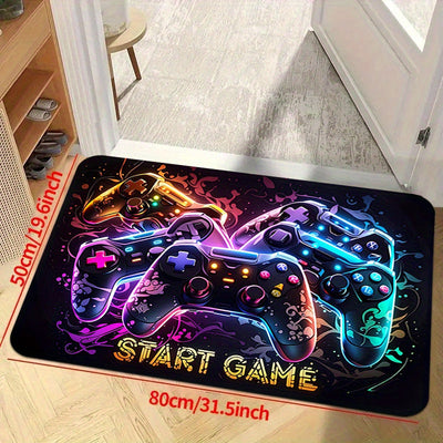 Alfombra de área para controlador de juegos para habitación de niños y jugadores, alfombra de poliéster lavable a máquina antideslizante, alfombra de suelo para habitación de juegos interior con acolchado de esponja, alfombra de pelo bajo para sala de es